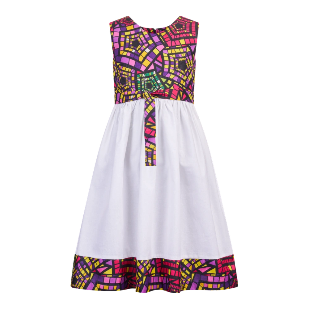 JOY Midi Dress - purple/red with white