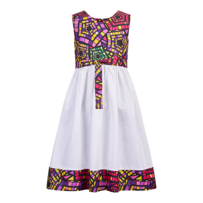 JOY Midi Dress - purple/red with white