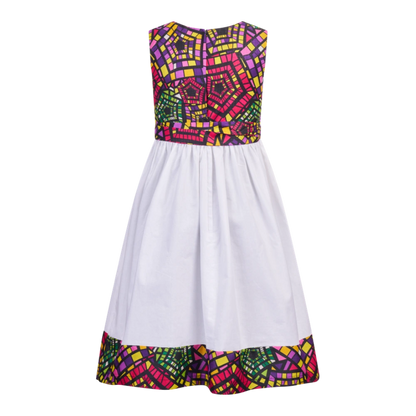 JOY Midi Dress - purple/red with white